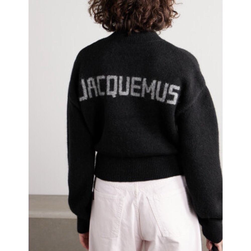 🖤 Jacquemus Intarsia Knit Alpaca-Blend Sweater – Black – Medium – Sold Out